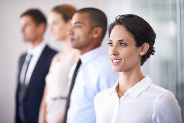 Standing Best Her Colleagues Group Professional Business People Office Stock Image