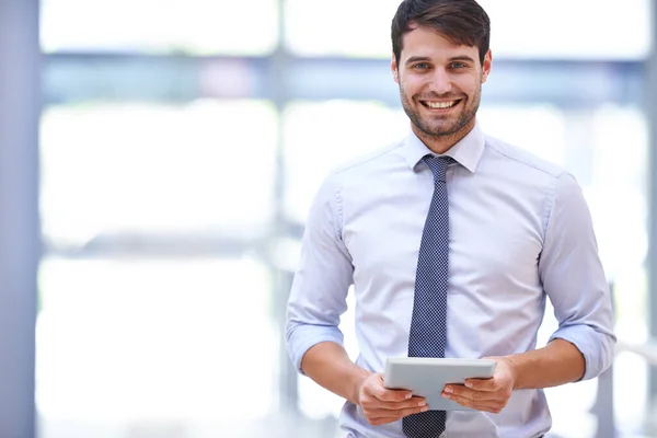 Business Young Professional Businessman Holding Digital Tablet — Photo