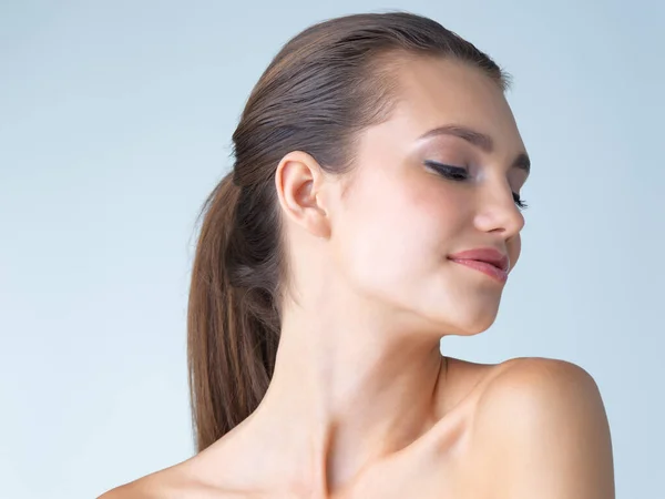 Maquillaje Belleza Mujer Estudio Para Cuidado Piel Bienestar Cosméticos Sobre — Foto de Stock