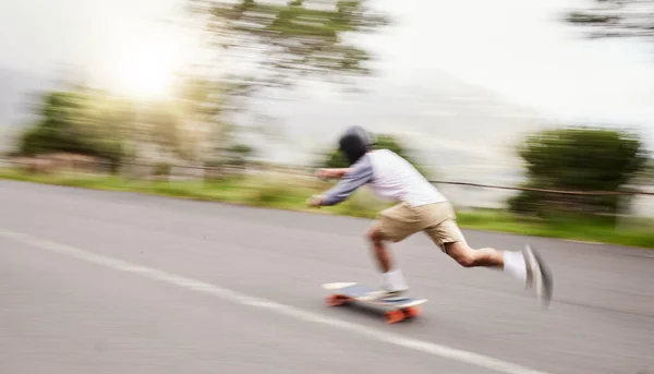Skateboard Moving Man Met Bewegingsvervaging Voor Sportwedstrijden Training Training Straat — Stockfoto
