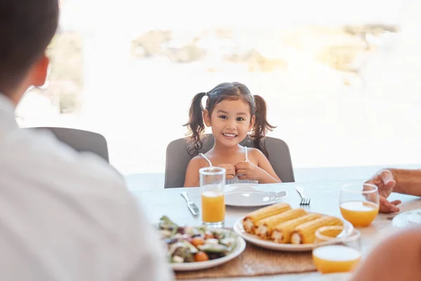 Child Girl Family Lunch Meal Dining Table Holiday Celebration Reunion — Stock Photo, Image