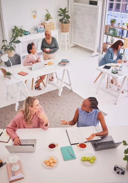 Stock image Meeting, collaboration and diversity team working on a corporate project together in the office. Teamwork, company and business people planning a b2b strategy in a coworking space in the workplace