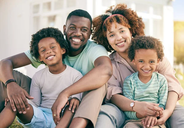 Retrato Amor Família Negra Livre Tempo Qualidade Felicidade Com Alegria — Fotografia de Stock