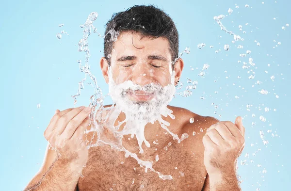 Man Shave Water Splash Beauty Studio Wellness Health Self Care — Stock fotografie