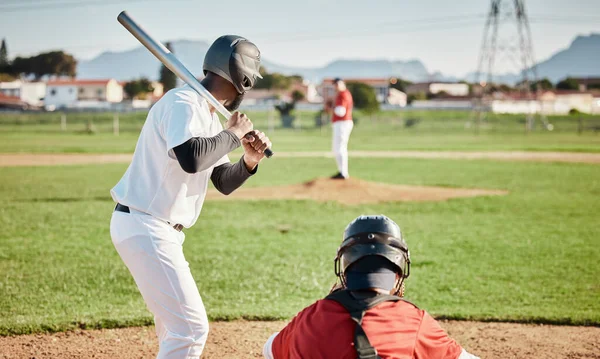 Baseball Denevér Készen Áll Egy Sportember Szabadtéri Játszik Egy Versenyképes — Stock Fotó
