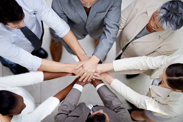 Success Grasp Group Businesspeople Putting Hands Together Unity — Foto Stock