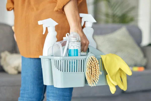 Γυναίκα Χέρι Τον Καθαρισμό Κουβά Του Προϊόντος Housekeeping Συντήρηση Του — Φωτογραφία Αρχείου