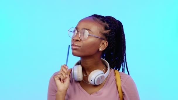 Mujer Negra Pensamiento Gen Persona Con Visión Las Ideas Los — Vídeos de Stock