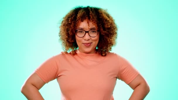 Gülümse Kas Esnemesi Güçlü Siyahi Kadın Güç Feminizm Kendine Güven — Stok video