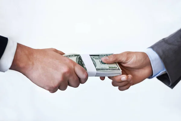 Bir Seferlik Bir Anlaşma Para Tutan Bir Adamının Kavramsal Görüntüsü — Stok fotoğraf