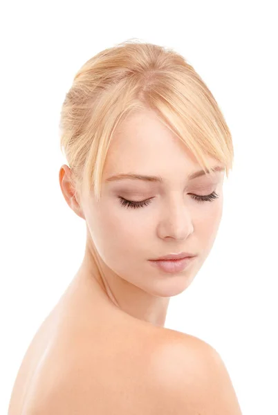 Elegant Beauty Studio Shot Beautiful Young Blond Isolated White — Stock Photo, Image