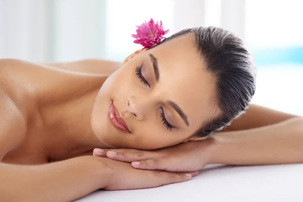 Self Care Divine Responsibility Beautiful Young Woman Relaxing Spa Treatment — Stock Photo, Image