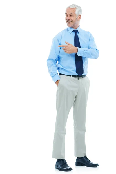 Office Congeniality Full Length Shot Mature Businessman White Background — Stock Photo, Image