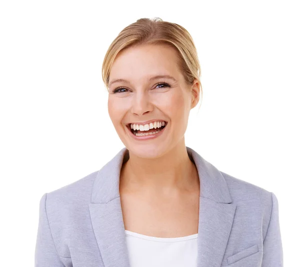 Business Sass Head Shoulders Shot Pretty Blonde Facing Frontward Smiling — Stock Photo, Image