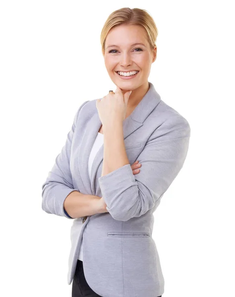 Vertrouwen Uitstraling Een Vrouw Met Een Mooie Glimlach Geïsoleerd — Stockfoto