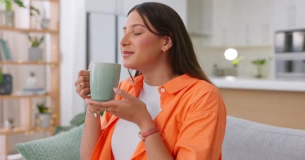 Détendez Vous Penser Femme Heureuse Avec Café Sur Pause Boire — Video