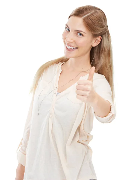 Youre Good Studio Shot Attractive Young Woman Giving You Thumbs — Stock Photo, Image