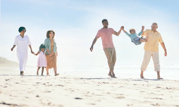Familie Strand Freiheit Und Reisen Generationen Und Glückliche Menschen Freien — Stockfoto