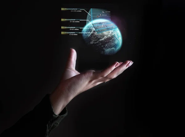 Dünya Hologram Uzay Yolculuğu Için Metaevrene Erişen Bir Boyutlu Teknoloji — Stok fotoğraf