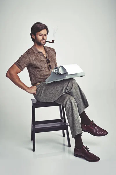 Que Necesita Escritorio Todos Modos Estudio Hombre Negocios Estilo Sentado — Foto de Stock