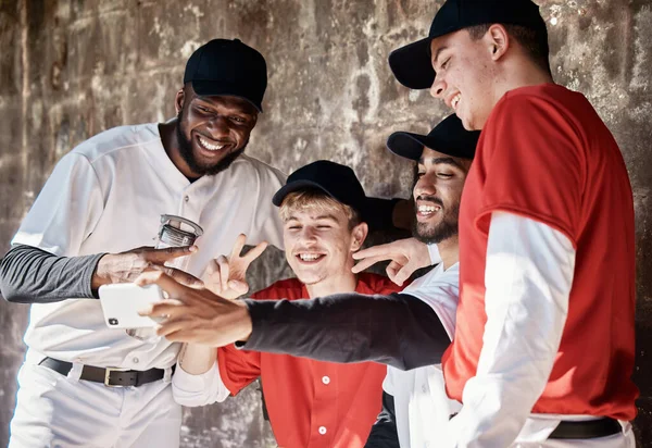 Baseball Sportovní Muži Nebo Tým Selfie Pro Sociální Média Pro — Stock fotografie