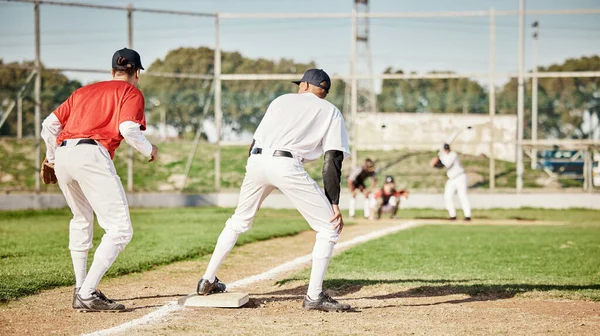 Sport Baseball Fitness Férfiak Pályán Edzés Verseny Matcha Testmozgás Hazafutás — Stock Fotó