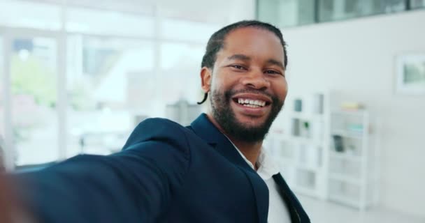 Selfie Paix Homme Noir Affaires Souriant Tout Posant Pour Une — Video