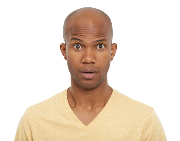 Qué Hombre Afroamericano Mirando Cámara Con Una Expresión Sorpresa — Foto de Stock