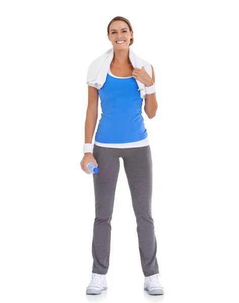 Ready Get Her Workout Underway Healthy Young Woman Holding Bottle — Stock Photo, Image