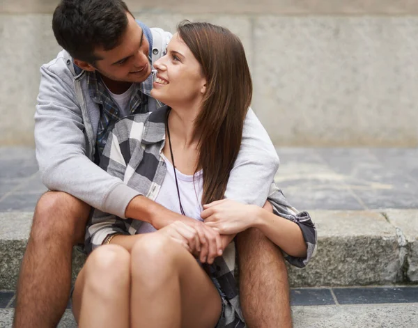 Everything Better Together Affectionate Young Couple Sitting — Stock Photo, Image