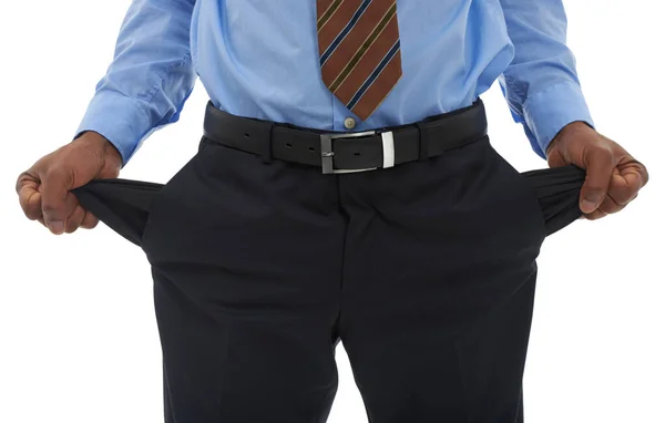 Credit Crunch Hits Everyone Cropped Closeup Shot Businessman Pulling Out — Stock Photo, Image