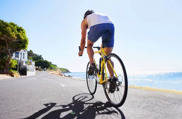Beim Sport Die Landschaft Genießen Ausgeschnittene Ansicht Eines Radfahrers Auf — Stockfoto