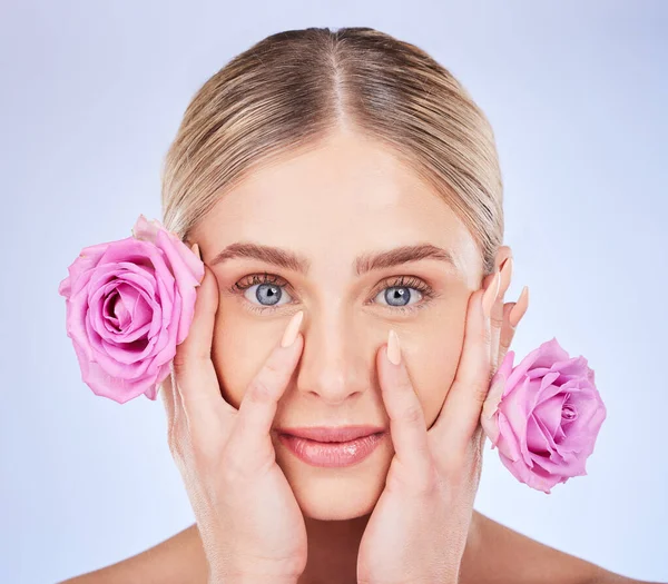 Bellezza Manicure Rosa Con Ritratto Donna Cura Cosmetici Naturali Bagliore — Foto Stock