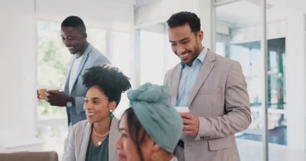 Business People Big Company Happy Diversity Meeting International Planning Laptop — Stok video