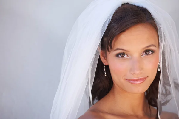 Čekala Dlouho Tento Den Přijde Krásná Usměvavá Nevěsta — Stock fotografie