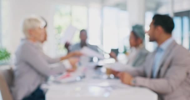 Meeting Collaboration Blur Business Team Sitting Boardroom Strategy Development Documents — Stock videók