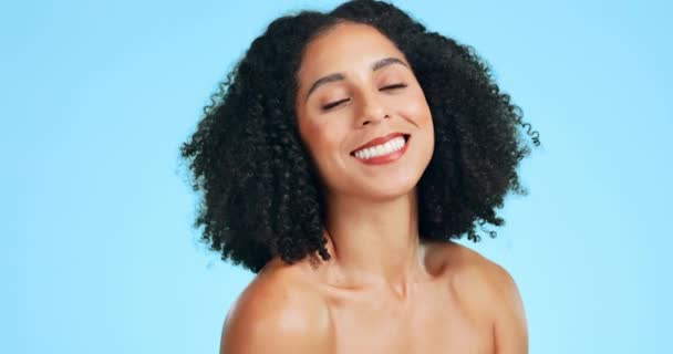 Sonrisa Belleza Rostro Mujer Para Bienestar Cuidado Piel Tratamiento Facial — Vídeo de stock