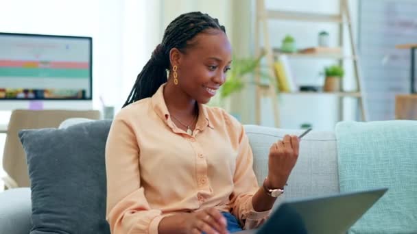Czarna Kobieta Laptop Lub Karta Kredytowa Sklepach Internetowych Commerce Lub — Wideo stockowe