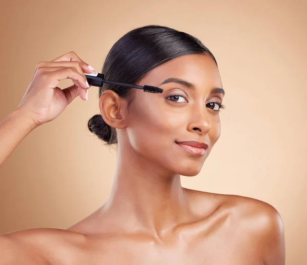 Portret Van Vrouw Wenkbrauw Mascara Make Voor Schoonheid Cosmetische Schoonheid — Stockfoto
