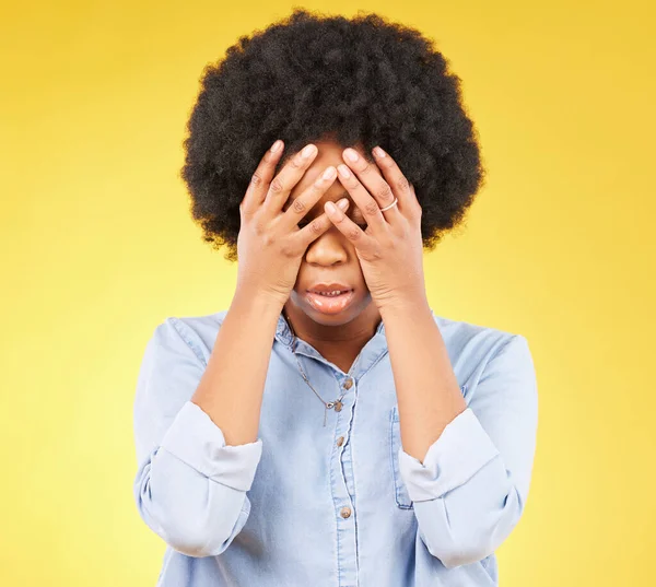 Zwarte Vrouw Stress Handen Boos Gezicht Moe Geestelijke Gezondheid Met — Stockfoto