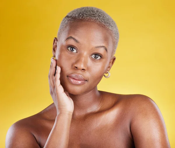 Retrato Facial Cuidado Piel Belleza Mujer Negra Estudio Aislado Sobre —  Fotos de Stock