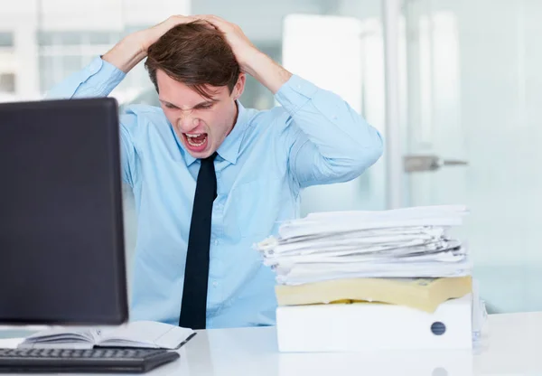 Jestem Taka Zestresowana Młody Biznesmen Przeżywający Stres — Zdjęcie stockowe