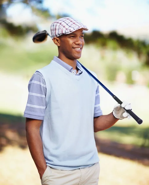 Attends Avec Impatience Une Partie Golf Joueur Golf Afro Américain — Photo
