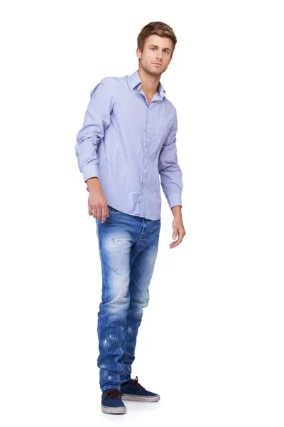 Hes Stylish Young Man Full Length Portrait Handsome Young Man — Stock Photo, Image