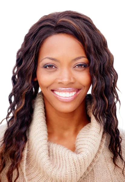Ein Breites Lächeln Ausgeschnittene Ansicht Einer Hübschen Afroamerikanerin Die Lächelt — Stockfoto