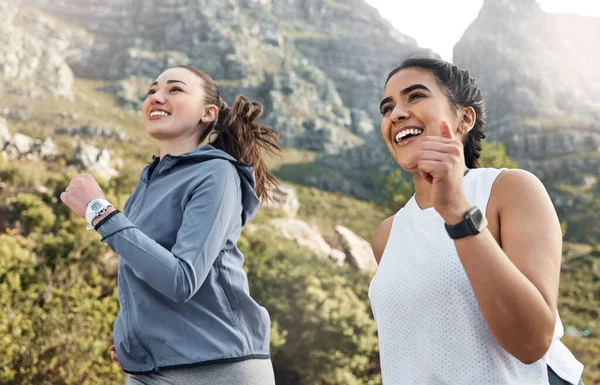 Friend Take Daily Runs Together Two Young Women Out Run — Stock Photo, Image