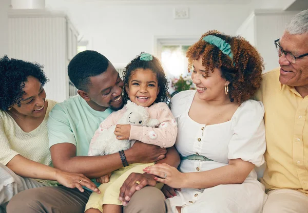 Família Negra Retrato Sala Estar Sofá Com Avós Amor Dos — Fotografia de Stock