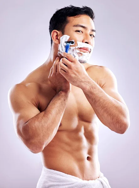 Your Beard Softer Easier Cut Just Shower Handsome Young Man — Stock Photo, Image