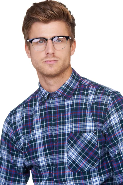 Tipo Jovem Moderno Retrato Belo Jovem Hipster Usando Óculos — Fotografia de Stock