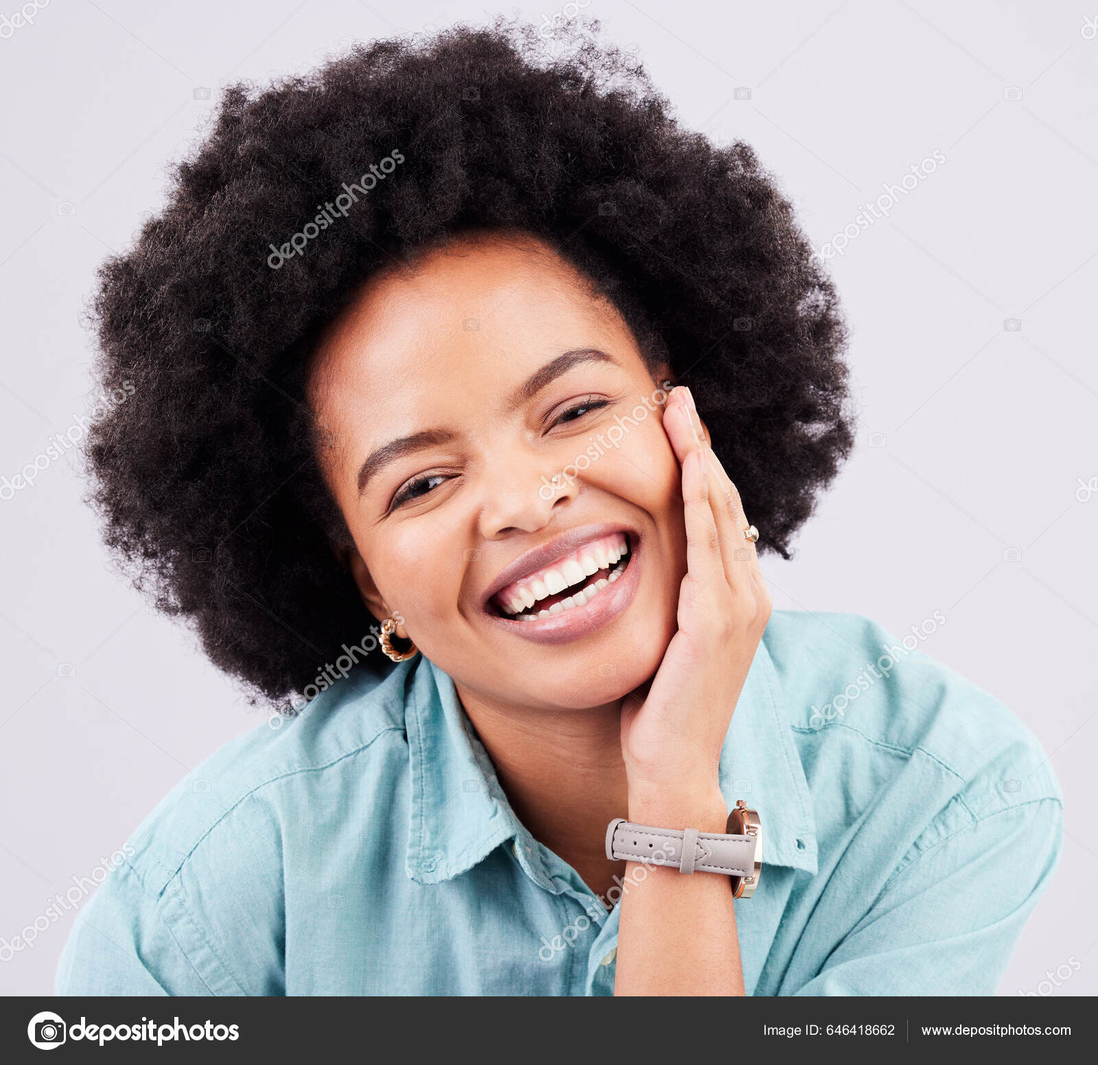 Skincare Face Portrait Afro Black Woman Studio Makeup Luxury Cosmetics  Stock Photo by ©PeopleImages.com 646418662